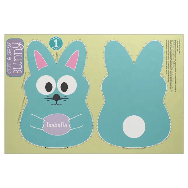 Cut and Sew Customized Easter Bunny Stuffed Animal Fabric | Zazzle