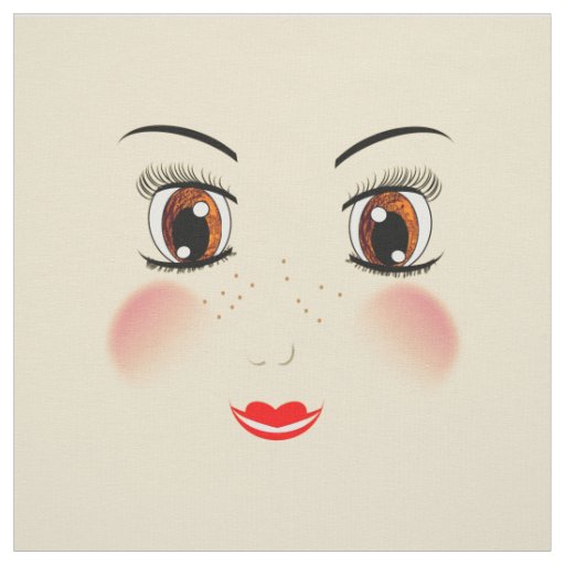 Cut And Sew Cute Big Eyed Rag Doll Faces Fabric
