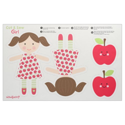Cut and Sew Doll Apple Dress Girl Brunette Fabric
