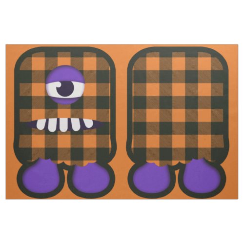 Cut and Sew Orange and Black Cute Monster Kit  Fabric