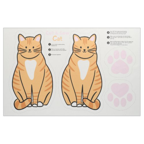 Cut and Sew Orange Cat Fabric