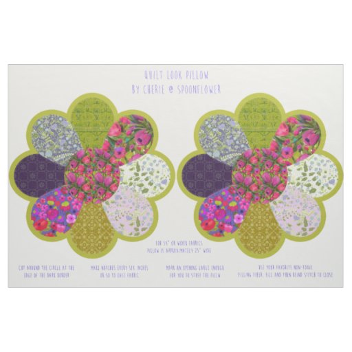 Cut and Sew Quilt Style Round Flower Pillow Kit  Fabric