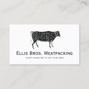 Cut Angus Beef Cow Diagram Business Card