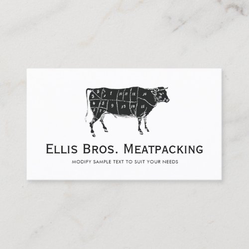 Cut Angus Beef Cow Diagram Business Card