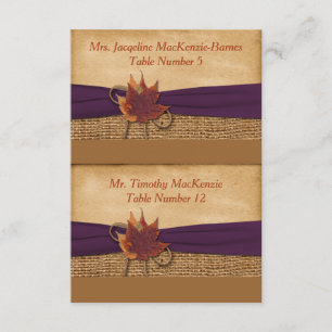 Cut Apart FAUX Burlap, Leaves Place Cards - Purple