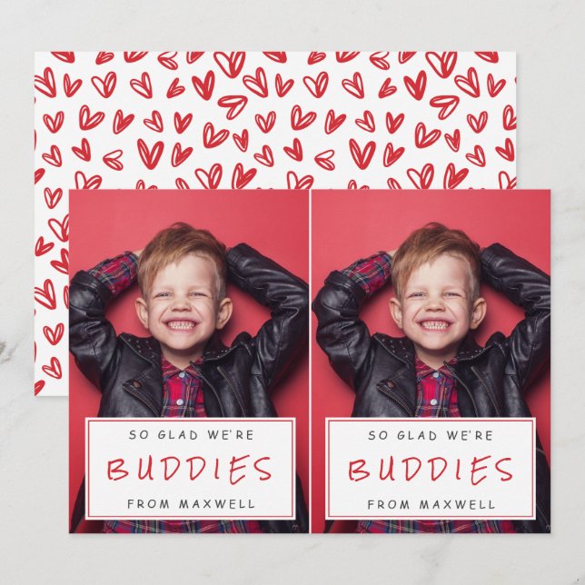 Cut-Apart Photo Classroom Valentines / Red Holiday Card (Front/Back)