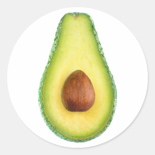 Cut avocado fruit classic round sticker