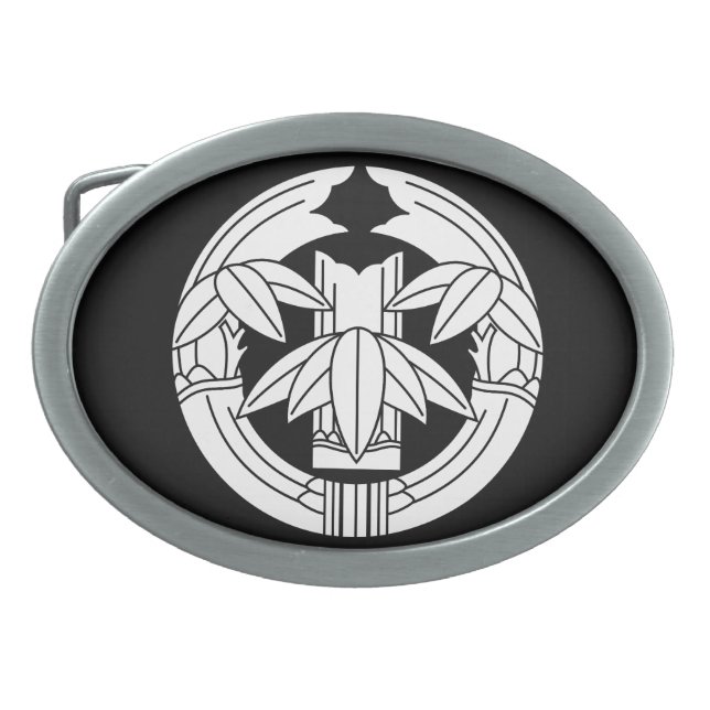 Cut bamboo in embracing bamboo leaves belt buckle (Front)