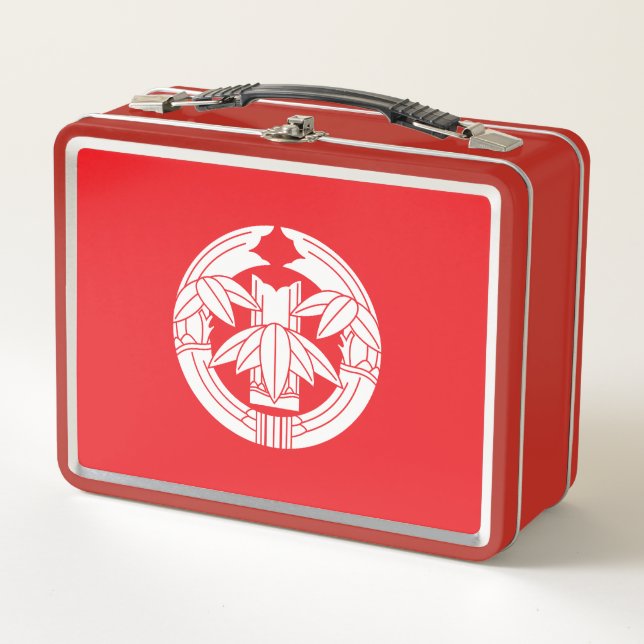 Cut bamboo in embracing bamboo leaves metal lunch box (Front)