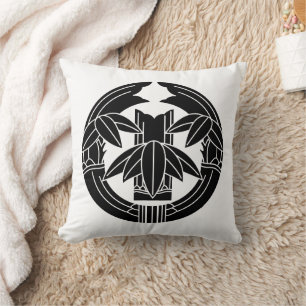 Cut bamboo in embracing bamboo leaves throw pillow