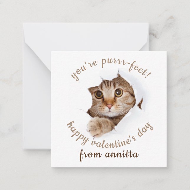 cut cat  valentine's day  note card (Front)