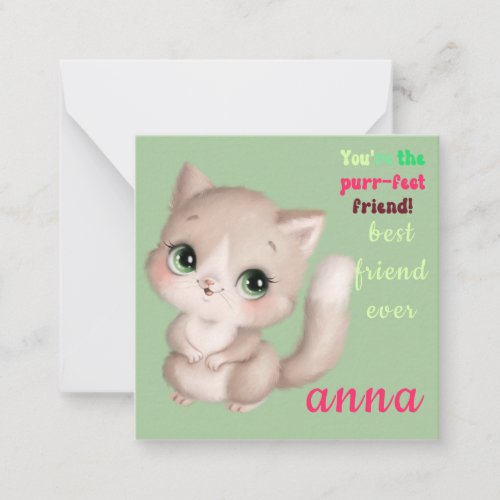 cut cat  valentines day  note card