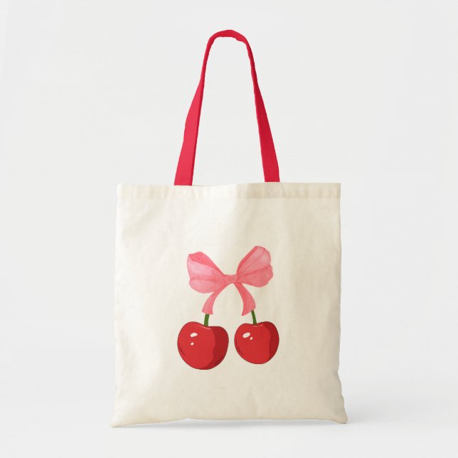 cut cherry design tote bag (Front)