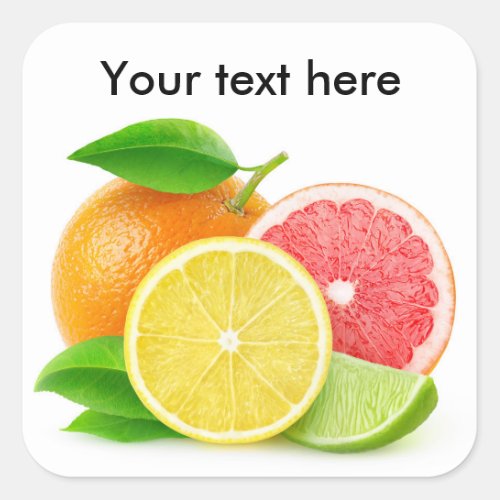 Cut citrus fruits square sticker