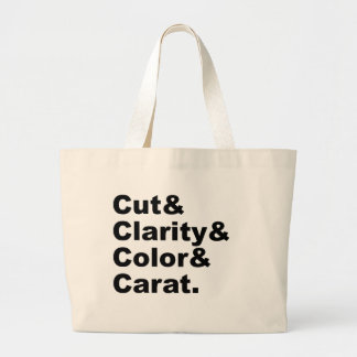 Cut & Clarity & Color & Carat | Diamond Grading Large Tote Bag