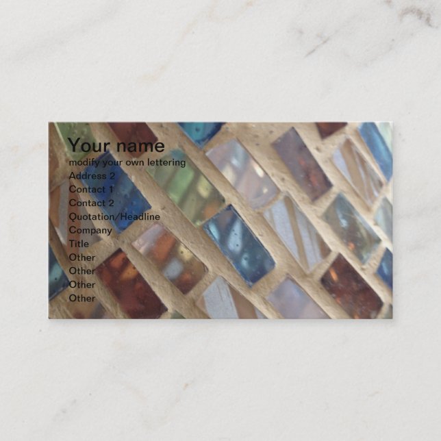 cut colored glass mosaic business card (Front)