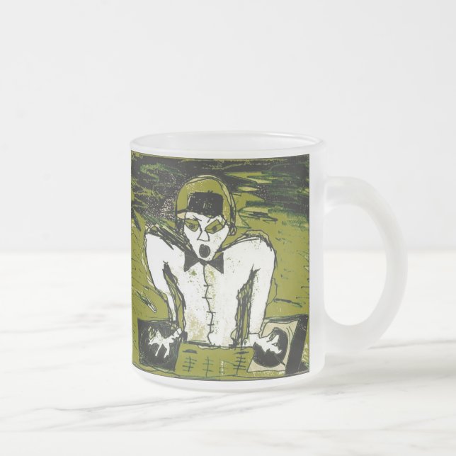 cut dj drawing graff frosted glass coffee mug (Right)