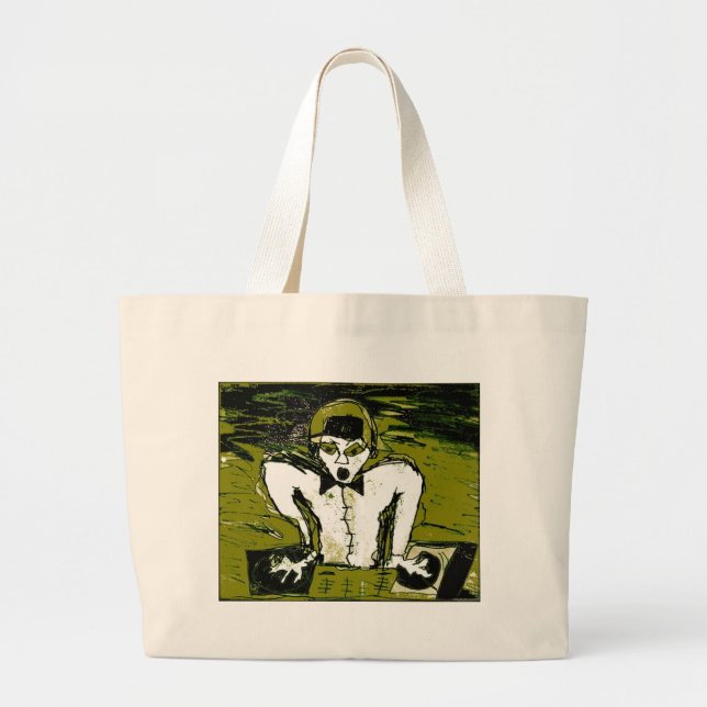 cut dj drawing graff large tote bag (Front)