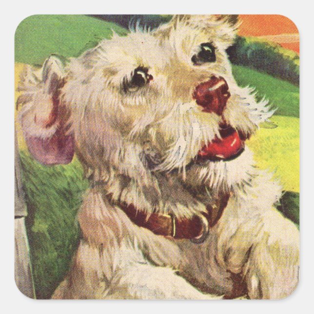 cut dog square sticker (Front)