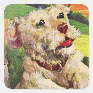 cut dog square sticker