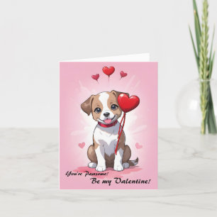 Cut dog watercolor valentine's day holiday card