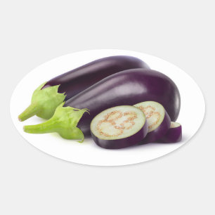 Cut eggplants oval sticker