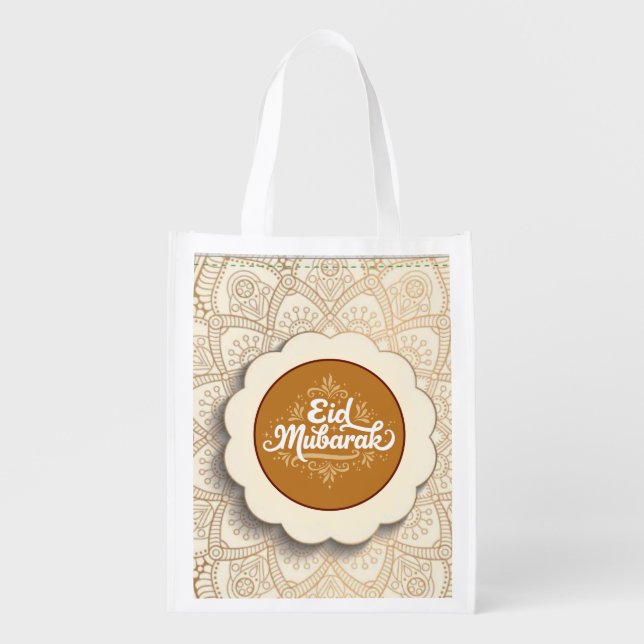 Cut Eid Mubarak Grocery Bag (Front)
