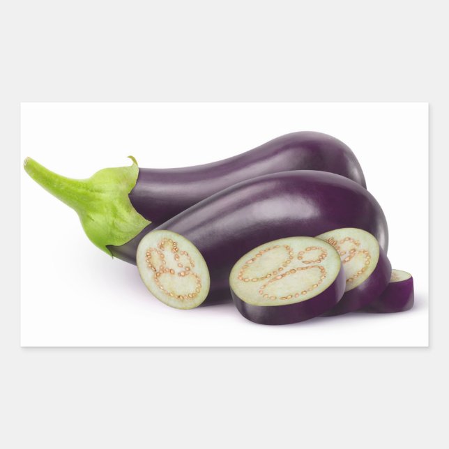 Cut fresh eggplant rectangular sticker (Front)