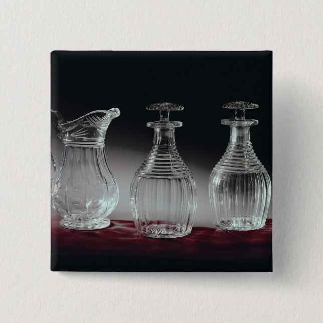 Cut glass decanters and jug, c.1840 button (Front)