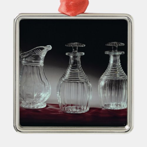 Cut glass decanters and jug c1840 metal ornament