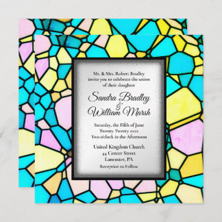 Cut Glass Mosaic Gold Wedding Invitation