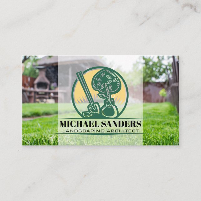 Cut Grass in Backyard | Landscaper Business Card (Front)