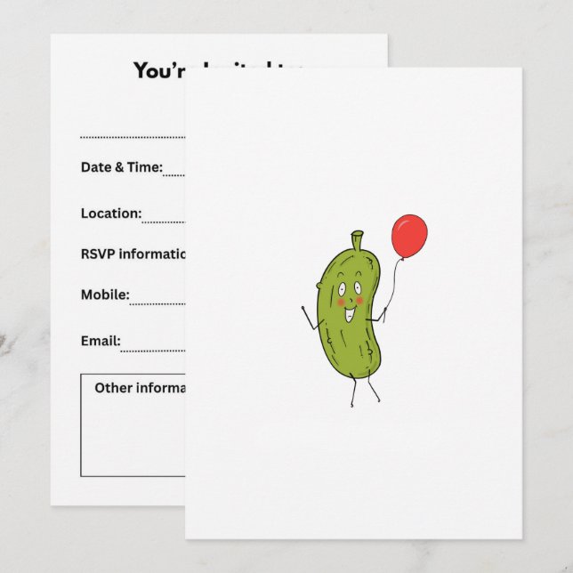 Cut green Pickle Invitation (Front/Back)