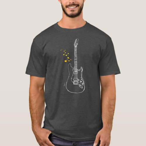 Cut guitar notes guitarist guitar musical Notes  T_Shirt