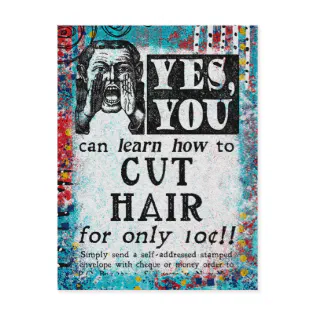 Cut Hair - Funny Vintage Ad Postcard Cut Hair - Funny Vintage Ad Postcard