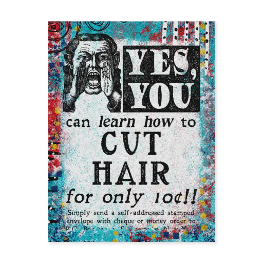 Cut Hair - Funny Vintage Ad Postcard
