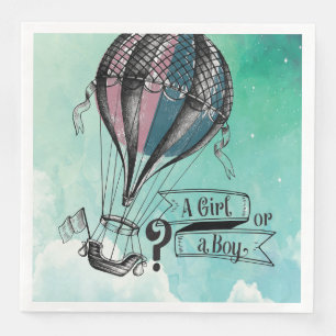 Cut Hot Air Balloon Gender Reveal Party Napkin
