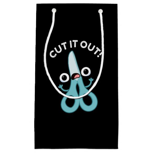 Cut It Out Funny Scissors Puns Dark BG Small Gift Bag