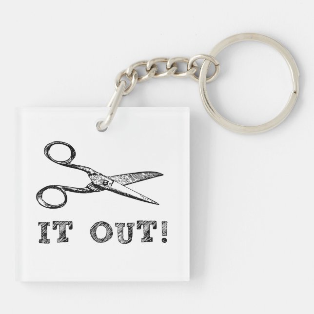 Cut It Out Scissors Keychain (Back)