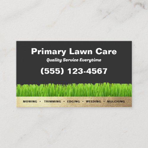 Cut Lawn Care Mowing Landscaping Gold Accent Business Card