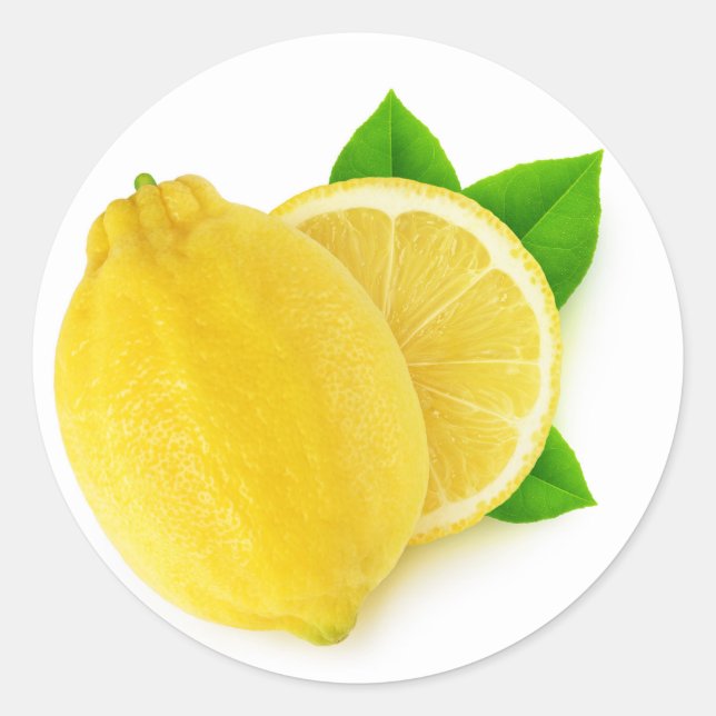 Cut lemon classic round sticker (Front)
