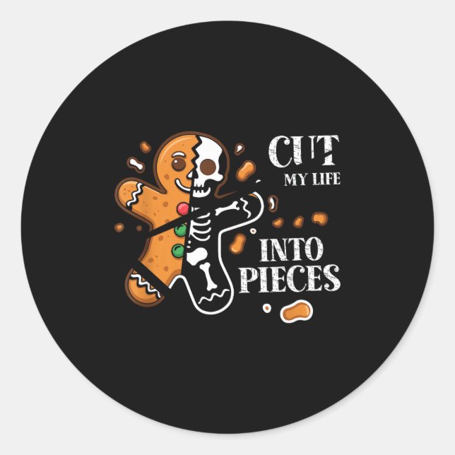 Cut My Life Into Eces Gingerbread Christmas Elder  Classic Round Sticker (Front)