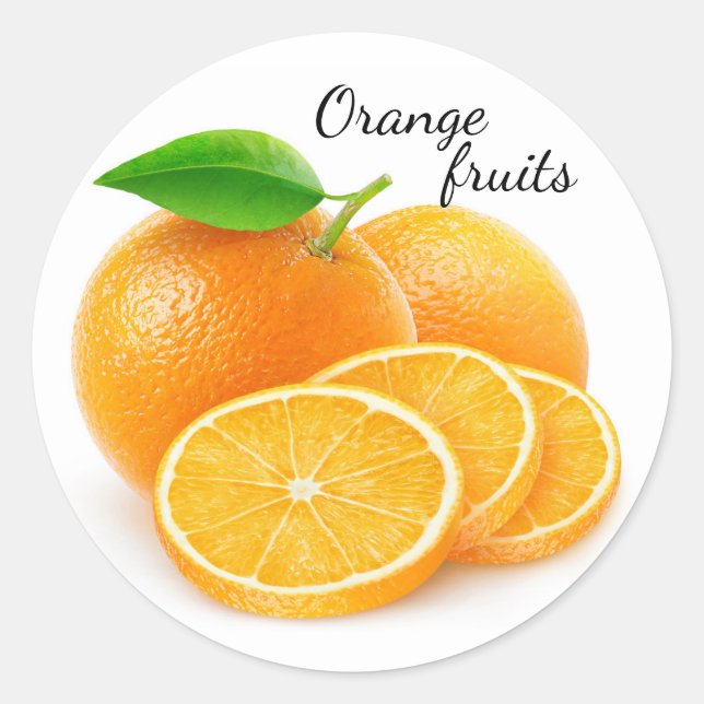 Cut oranges classic round sticker (Front)