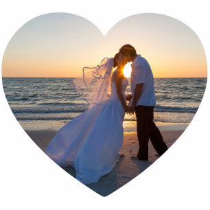 Cut Out Heart Shaped Wedding Photo Magnet