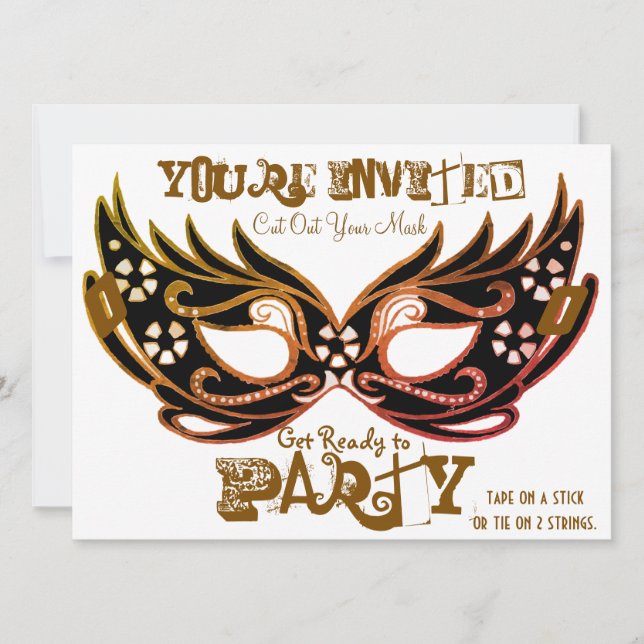 "Cut Out Mask" Masquerade Party Invitations (Front)