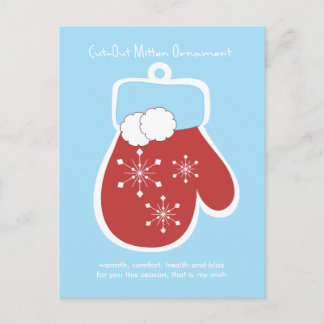Cut-Out Mitten Ornament Holiday Postcard