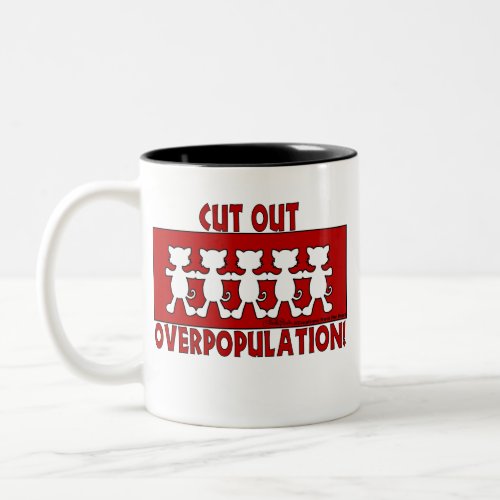 Cut Out Overpopulation Cats Two_Tone Coffee Mug
