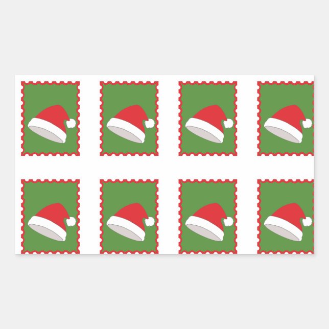 Cut out stamps from Santa Rectangular Sticker (Front)
