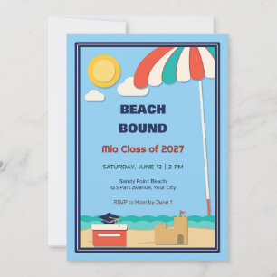 Cut Paper Beach Umbrella Graduation Invitation