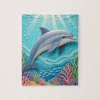 Cut-Paper Bottlenose Dolphin Coral Reef Jigsaw Puzzle